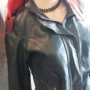 Wet Seal Black Faux Leather Jacket Rockabilly